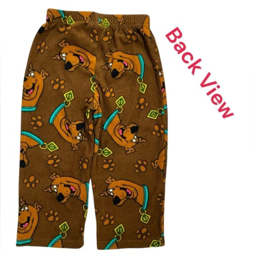 Scooby-Doo Fleece Pajama Pant Brown Multicolor Cartoon Print Unisex Toddler 4T